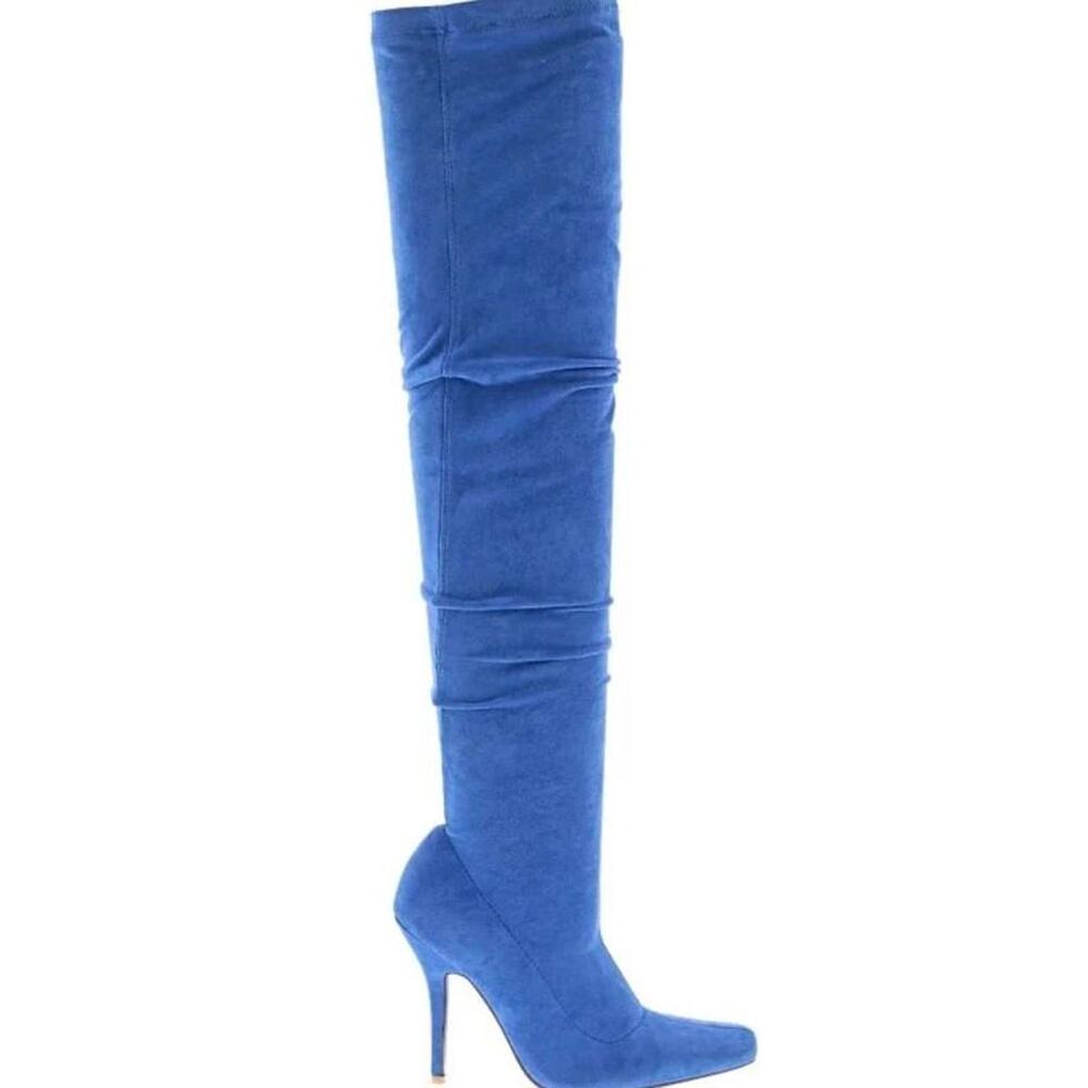AKIRA Blue Suede Knee-high Boots Size 8.5